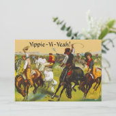 Fun Wild West Yippie Yi Yeah Party Einladung (Stehend Vorderseite)