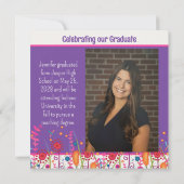 Fun Wildblume Farbenfrohe Abschluss Custom Foto Einladung (Rückseite)