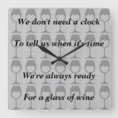 fun wine clock quadratische wanduhr (Vorderseite)