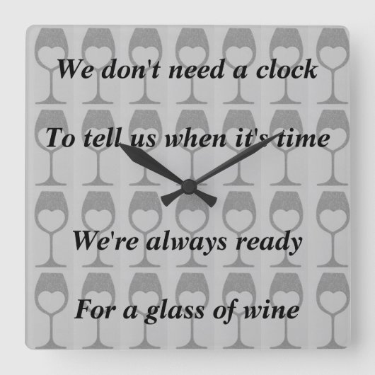 fun wine clock quadratische wanduhr (Vorderseite)