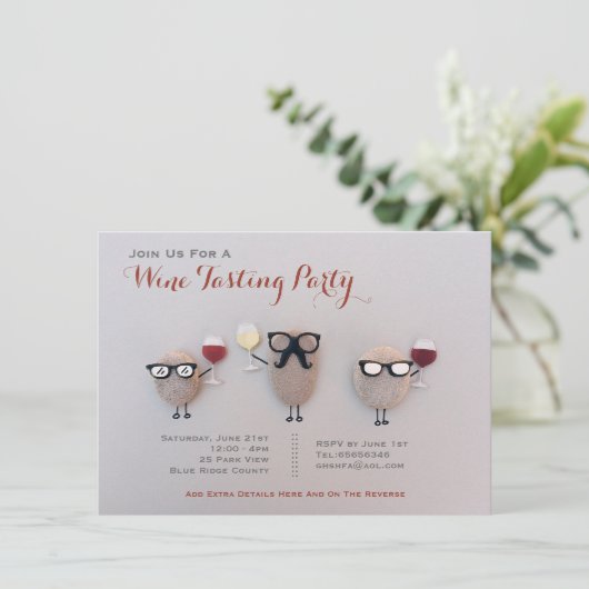 Fun Wine Degustation Party Einladungen Rock indivi (Stehend Vorderseite)