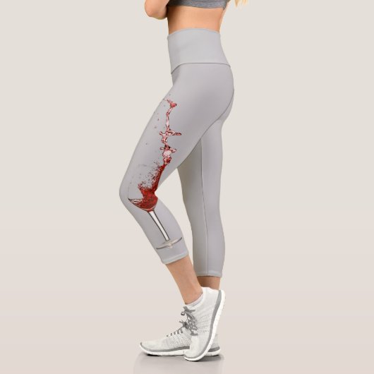 Fun Wine Lover Red White Glass Splash Capri Leggings (Links)