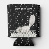 Fun Winking White Cat Wandern auf Piano-Musiknoten Dosenkühler (Rückseite)