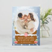 Fun Winter Frohe Weihnachten Schnee Globe Foto-Kar Einladung (Stehend Vorderseite)