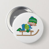Fun Winter Rodelbahn Niedliches Schneeabenteuer Button (Vorne & Hinten)