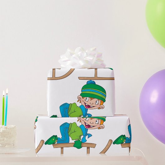 Fun Winter Rodelbahn Niedliches Schneeabenteuer Geschenkpapier