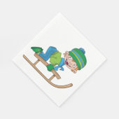 Fun Winter Rodelbahn Niedliches Schneeabenteuer Serviette (Ecke)