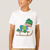 Fun Winter Rodelbahn Niedliches Schneeabenteuer T-Shirt (Vorderseite)