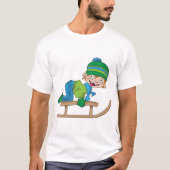 Fun Winter Rodelbahn Niedliches Schneeabenteuer T-Shirt (Vorderseite)