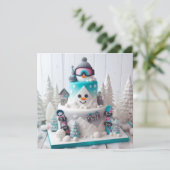 FUN WINTER SNOWBOARD THEMA KINDERGEBURTSTAG CAKE KARTE (Stehend Vorderseite)