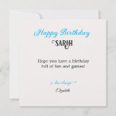 FUN WINTER SNOWBOARD THEMA KINDERGEBURTSTAG CAKE KARTE (Rückseite)