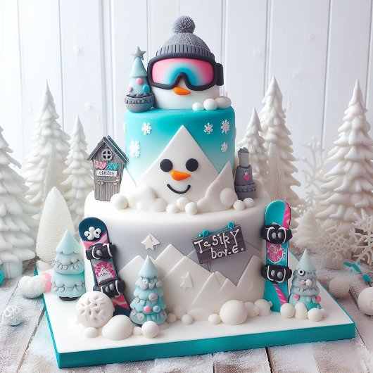 FUN WINTER SNOWBOARD THEMA KINDERGEBURTSTAG CAKE KARTE