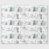Fun Winter Snowman Kinder Cartoon Weihnachtsmuster Geschenkpapier (Flach)