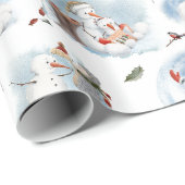 Fun Winter Snowman Kinder Cartoon Weihnachtsmuster Geschenkpapier (Rolleneckpunkt)