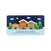 Fun Winter Village Snowman Weihnachtsanschrift Lab Adressaufkleber (Vorne)