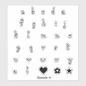 Fun Wirbel Black Schriftart Alphabet Initialbriefe Aufkleber (Blatt)