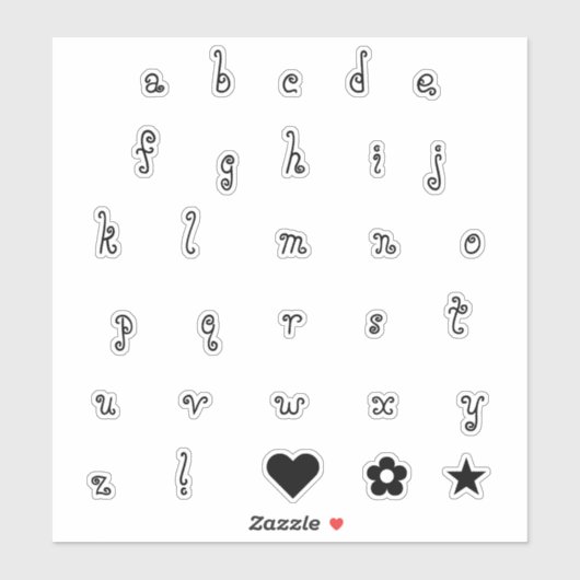 Fun Wirbel Black Schriftart Alphabet Initialbriefe Aufkleber (Blatt)