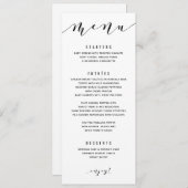 Fun Wirbel Calligraphy Wedding Menu Menükarte (Vorne/Hinten)