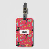 Fun Wizard of Oz on red children's design Gepäckanhänger (Vorderseite Vertikal)