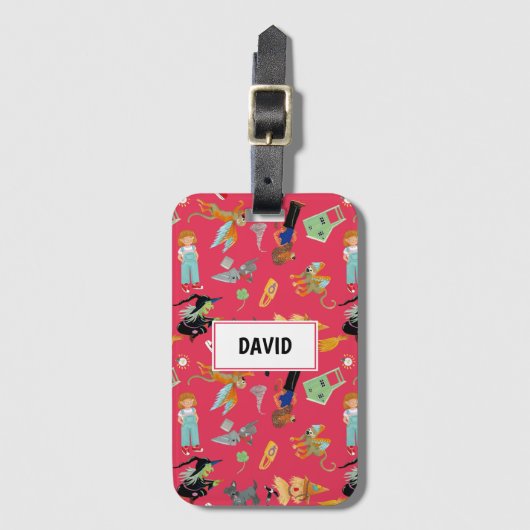 Fun Wizard of Oz on red children's design Gepäckanhänger (Vorderseite Vertikal)