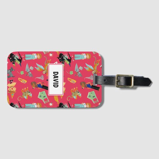 Fun Wizard of Oz on red children's design Gepäckanhänger (Vorderseite (Horizontal))