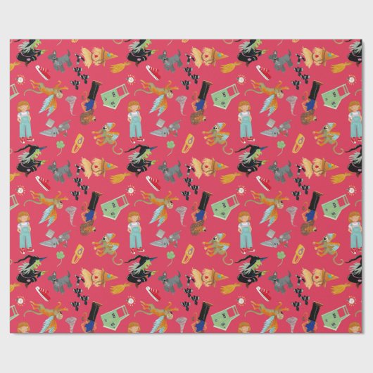Fun Wizard of Oz on red children's design Geschenkpapier (Flach)