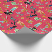 Fun Wizard of Oz on red children's design Geschenkpapier (Ecke)