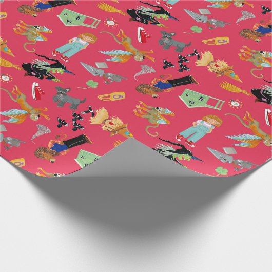 Fun Wizard of Oz on red children's design Geschenkpapier (Ecke)
