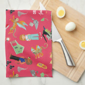 Fun Wizard of Oz on red children's design Geschirrtuch (Viertel Falte)