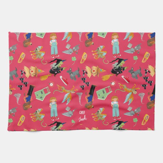 Fun Wizard of Oz on red children's design Geschirrtuch (Horizontal)