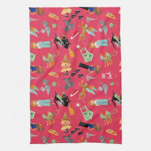 Fun Wizard of Oz on red children's design Geschirrtuch (Vertikal)