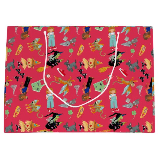 Fun Wizard of Oz on red children's design Große Geschenktüte (Vorderseite)