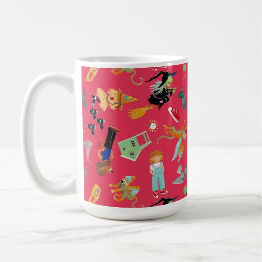 Fun Wizard of Oz on red children's design Kaffeetasse (Links)
