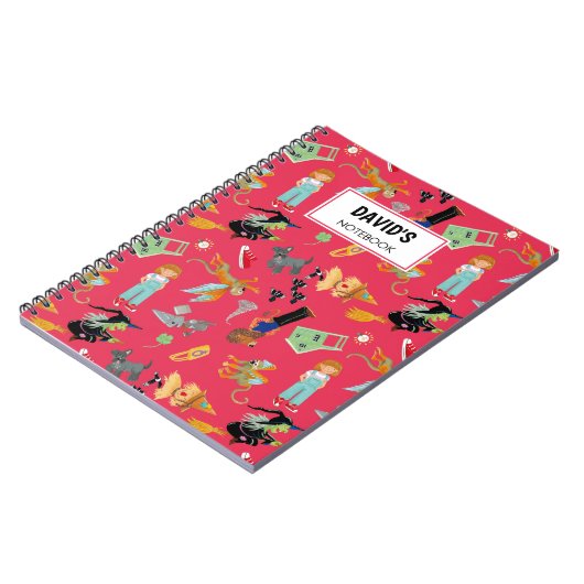 Fun Wizard of Oz on red children's design Notizblock (Linke Seite)