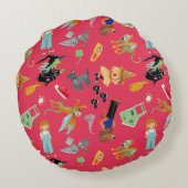 Fun Wizard of Oz on red children's design Rundes Kissen (Rückseite)