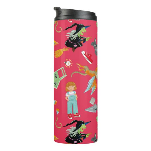 Fun Wizard of Oz on red children's design Thermosbecher (Nach rechts gedreht)