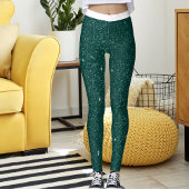 Fun Women White Green Blue Striped Sparkle Glitter Leggings