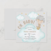 Fun Woodland Teddy Bear Balloon Babydusche Einladung (Vorne/Hinten)