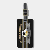 Fun World Class Baller mit FOOTBALL auf BLACK Gepäckanhänger (Vorderseite vertikal)