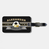 Fun World Class Baller mit FOOTBALL auf BLACK Gepäckanhänger (Rückseite horizontal)