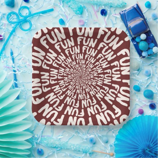 Fun Wort wiederholt Spiralcreme bordeauxrotes Papi Pappteller (Party)