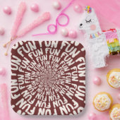 Fun Wort wiederholt Spiralcreme bordeauxrotes Papi Pappteller (Party)