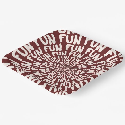 Fun Wort wiederholt Spiralcreme bordeauxrotes Papi Pappteller (Gewinkelt)