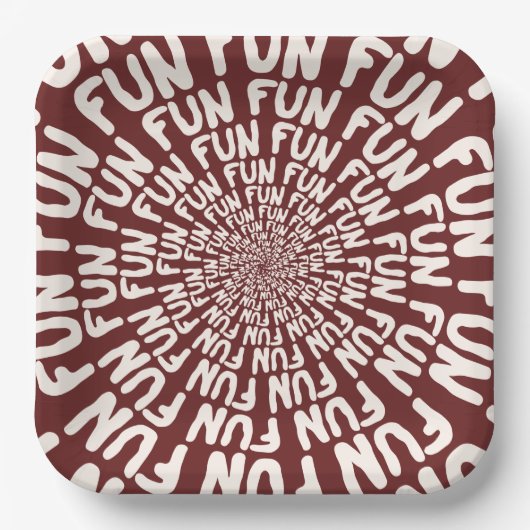 Fun Wort wiederholt Spiralcreme bordeauxrotes Papi Pappteller (Vorderseite)