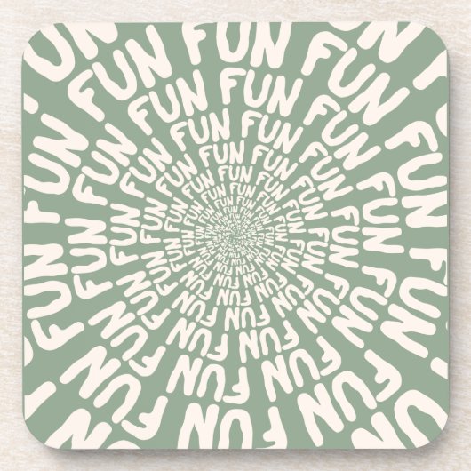 Fun Wort wiederholt Spiralcreme grün Zitronengras Getränkeuntersetzer (Vorderseite)