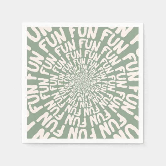 Fun Wort wiederholt Spiralcreme grün Zitronengras Serviette (Vorderseite)