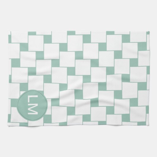 Fun Woven Squares Minze Green Geschirrtuch (Horizontal)