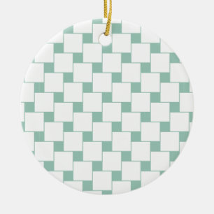 Fun Woven Squares Minze Green Keramik Ornament