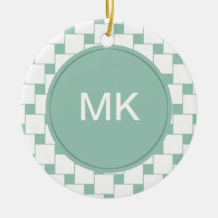 Fun Woven Squares Minze Green Keramikornament