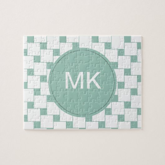 Fun Woven Squares Minze Green Puzzle (Horizontal)